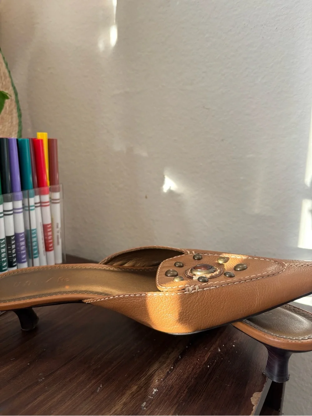 Vintage Boho Summer Brassy Kitten Heels